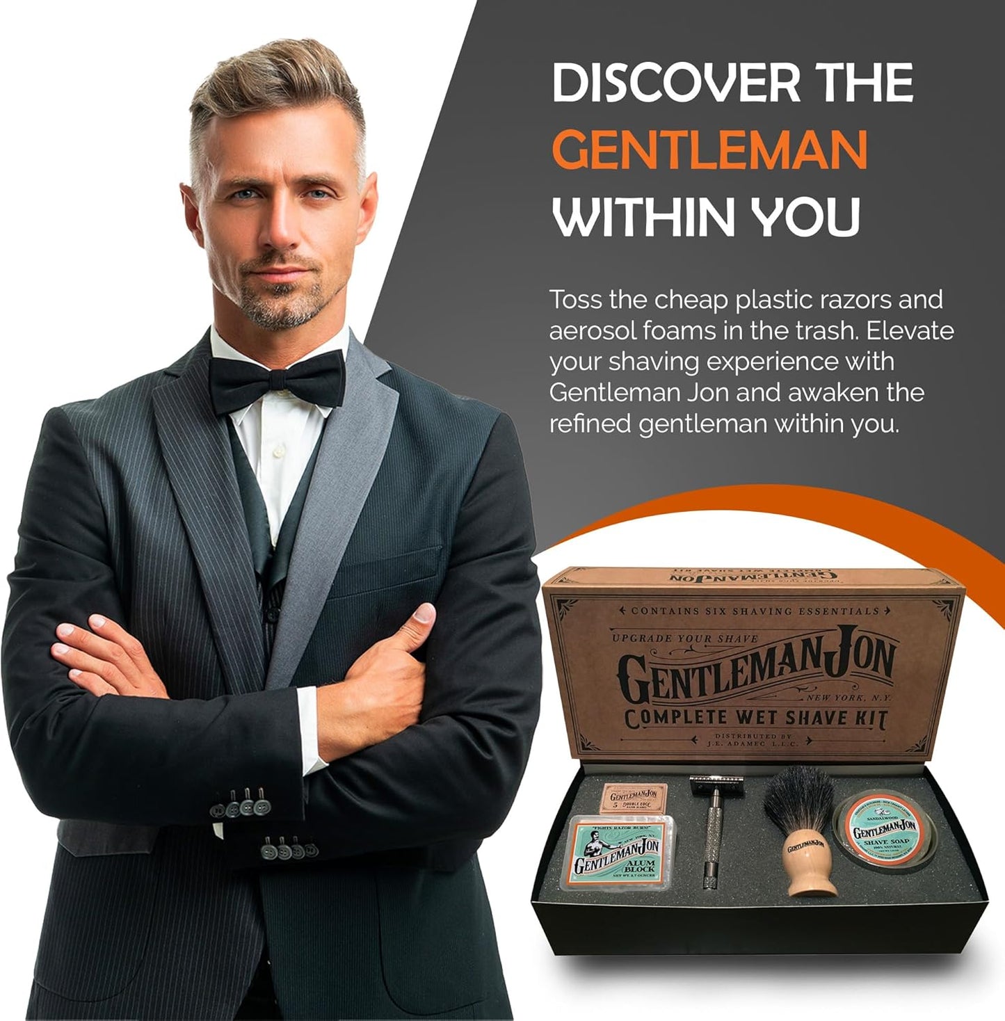 Safety Razor Shaving Kit | Vintage Wet Shave Grooming Set for Men - Includes: Safety Razor, Hair Shaving Brush, Alum Block, Shave Soap, Bowl & Double Edge Razor Blades