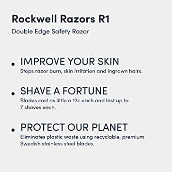 ROCKWELL RAZORS R1 Safety Razor, Butterfly Open Mechanism with 5 Double Edge Blades