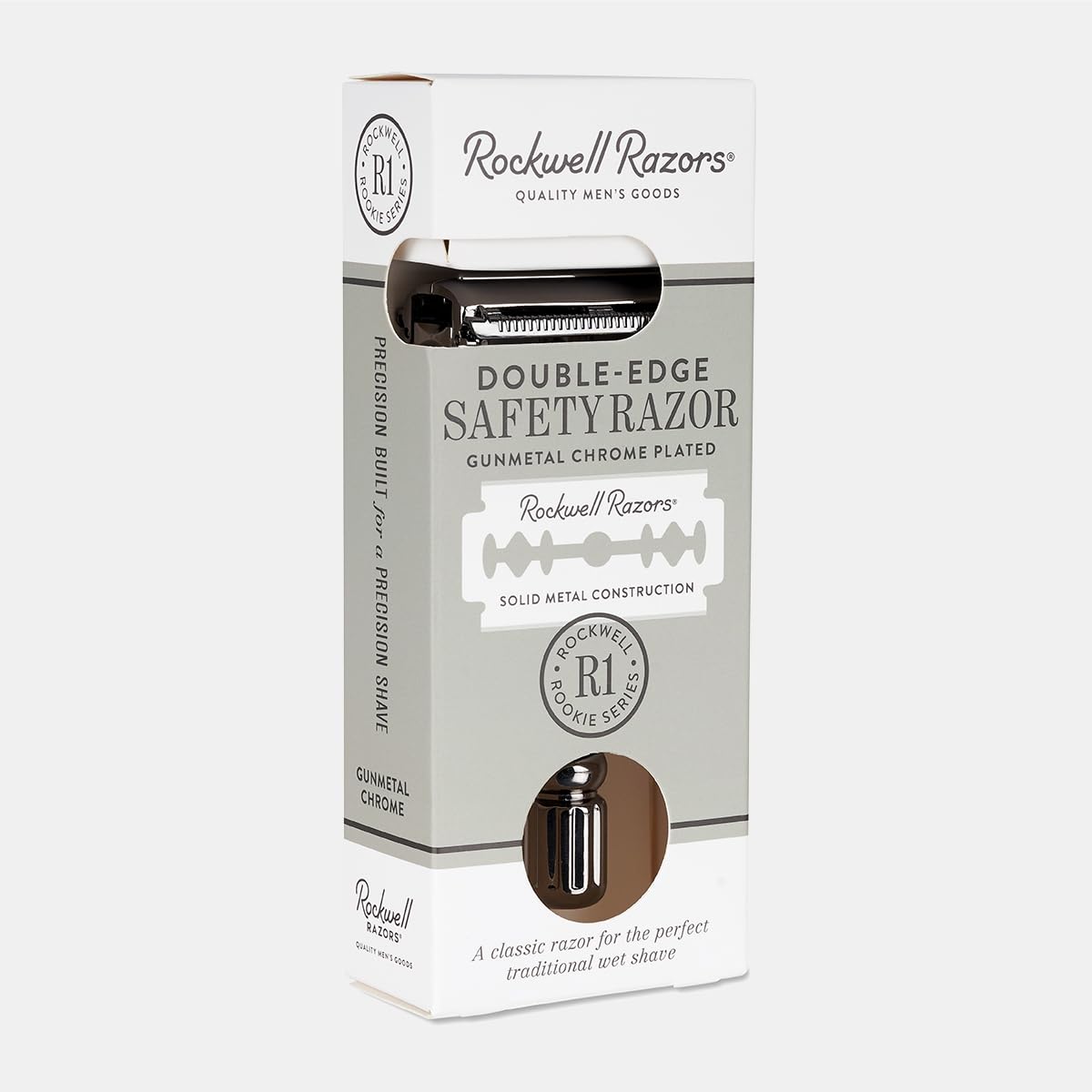 ROCKWELL RAZORS R1 Safety Razor, Butterfly Open Mechanism with 5 Double Edge Blades