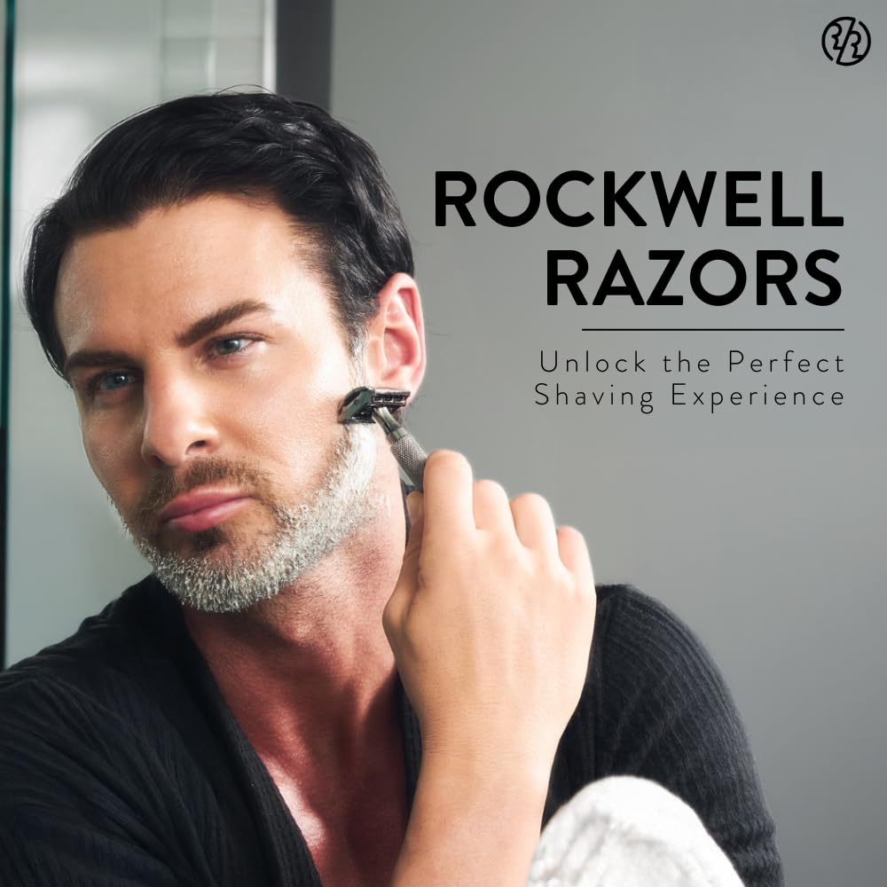 ROCKWELL RAZORS 2C Double Edge Safety Razor With Adjustable Shave Settings and 5 Fully Recyclable Razor Blades. Reusable Safety Razors for Men
