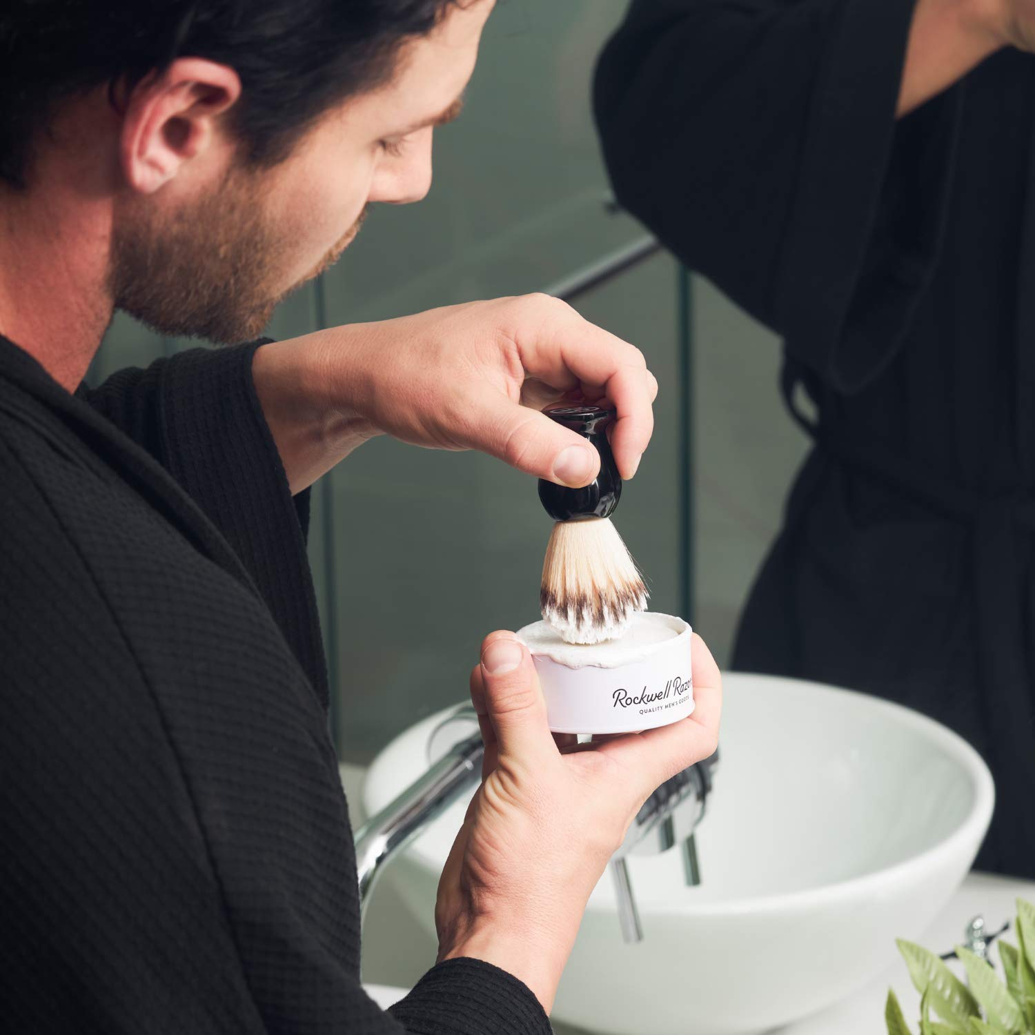 Rockwell Synthetic Shaving Cream Brush | Soft, Quick-Dry Bristles with Black Acrylic Handle | Gentle Exfoliation, Fast Lather, Minimal Shedding, Cruelty-Free & Safe for Sensitive Skin