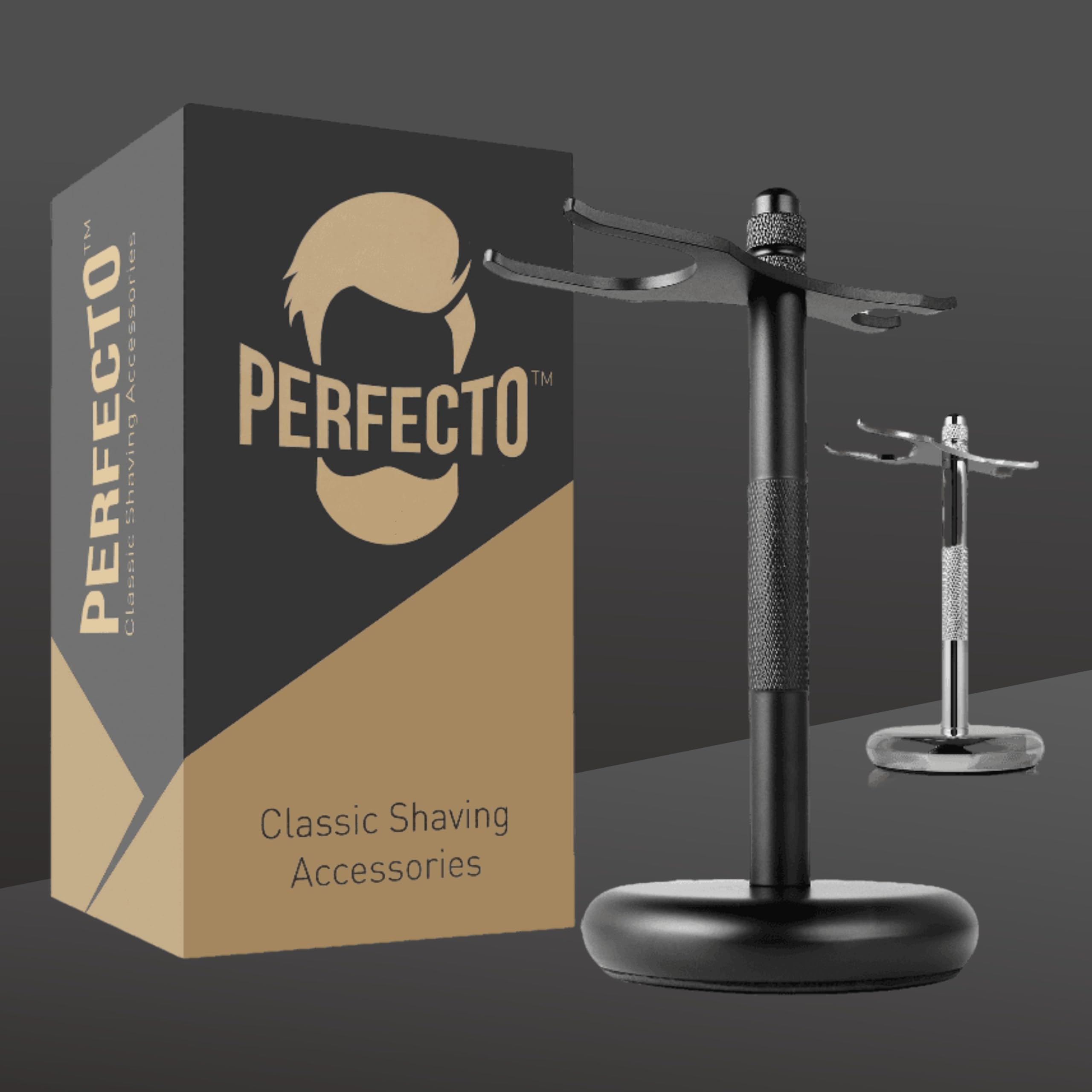 Perfecto Deluxe Black Razor and Brush Stand