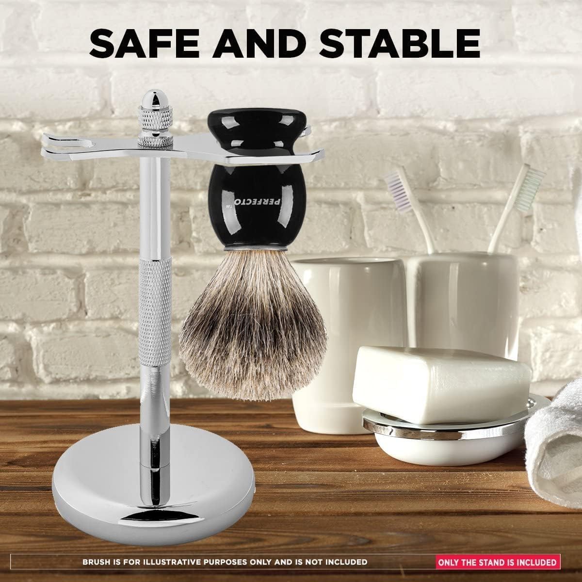 Perfecto Deluxe Black Razor and Brush Stand