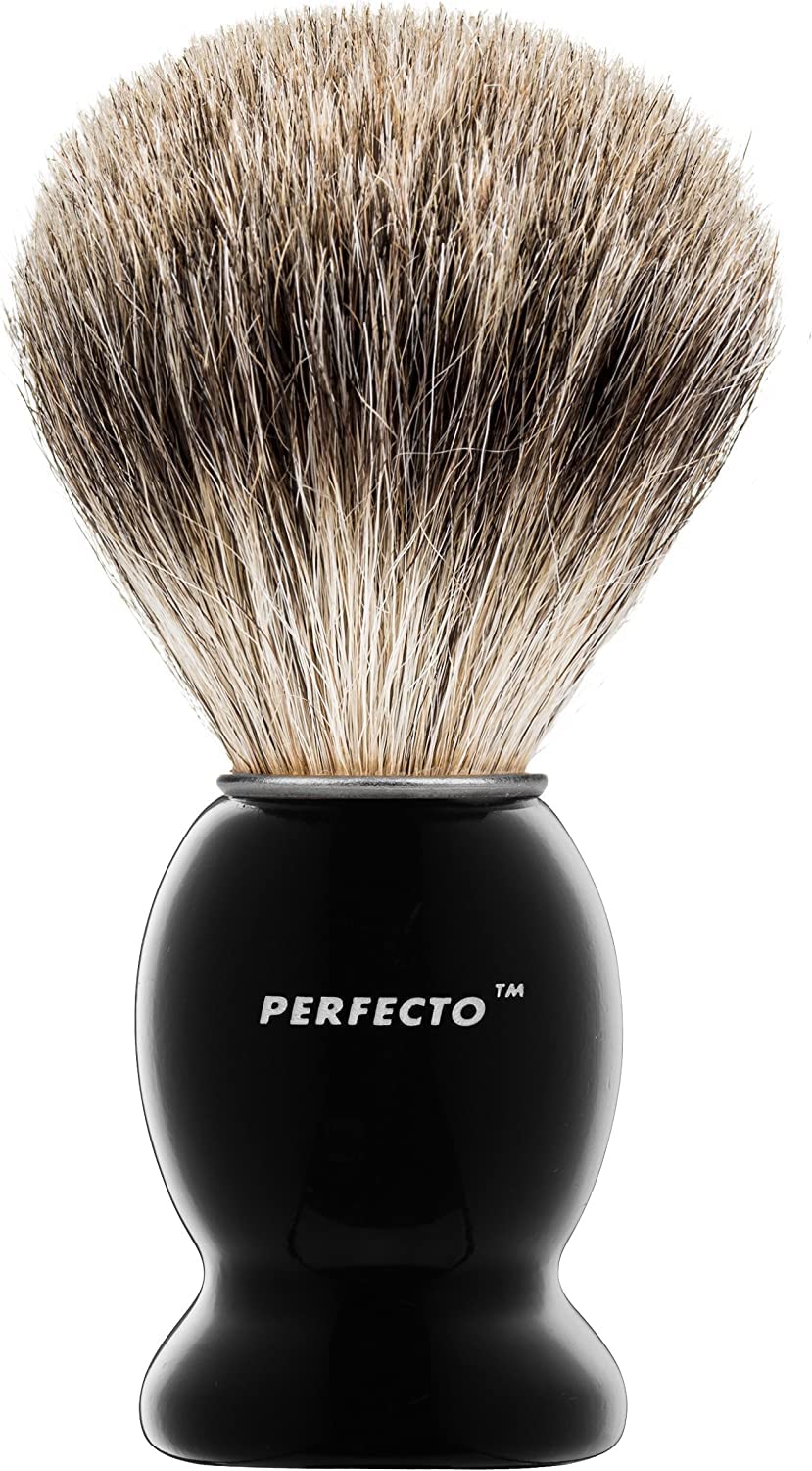 Perfecto 100% Pure Badger Shaving Brush-Black Handle