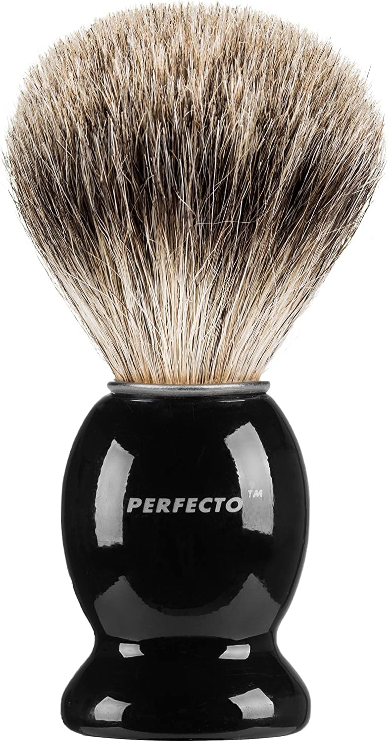 Perfecto 100% Pure Badger Shaving Brush-Black Handle