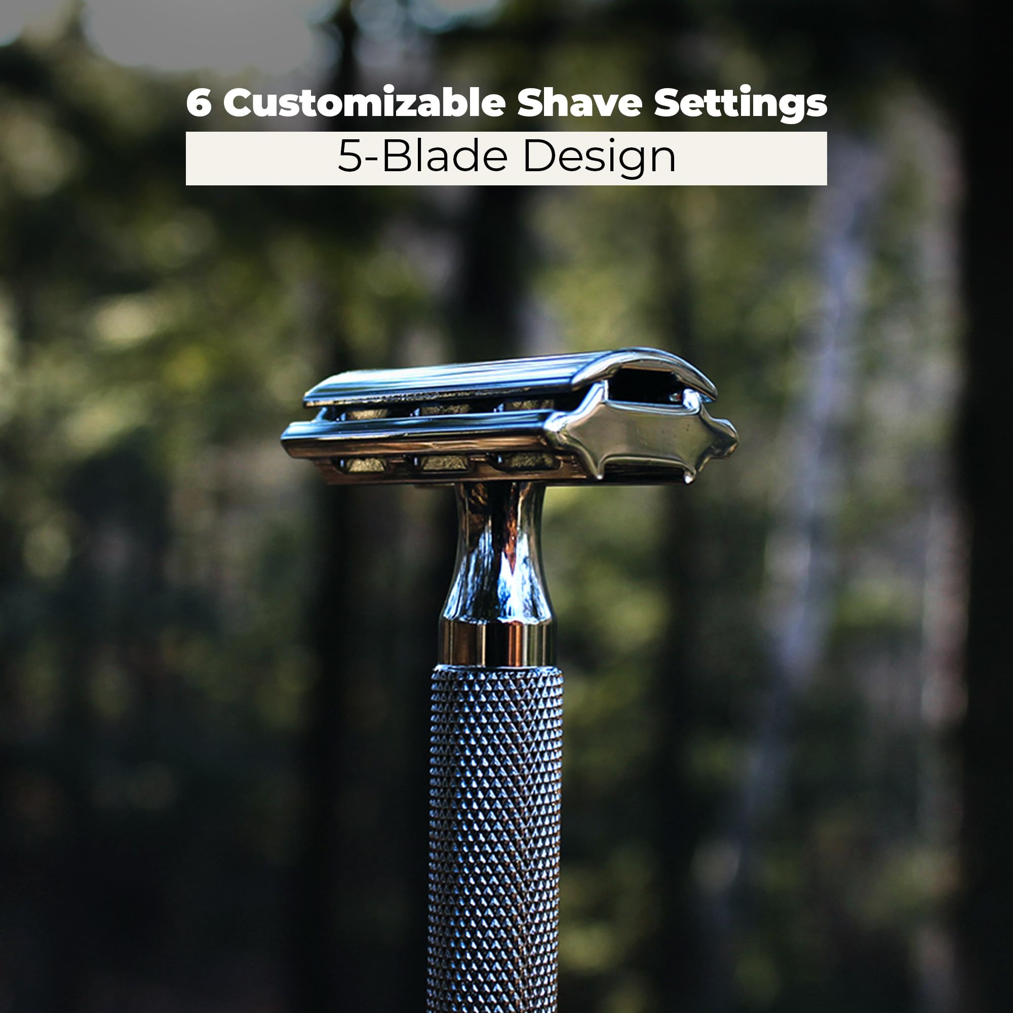 ROCKWELL RAZORS 6C Safety Razor With 6 Adjustable Shave Settings and 5 Fully Recyclable Razor Blades. Reusable Safety Razors for Men
