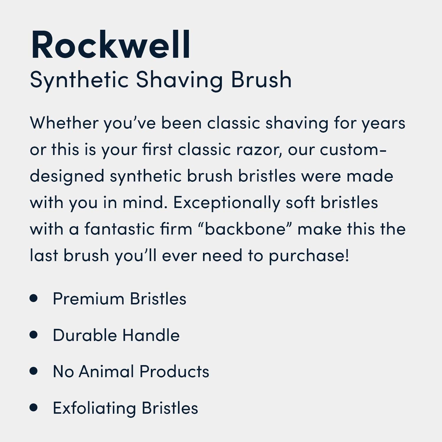 Rockwell Synthetic Shaving Cream Brush | Soft, Quick-Dry Bristles with Black Acrylic Handle | Gentle Exfoliation, Fast Lather, Minimal Shedding, Cruelty-Free & Safe for Sensitive Skin