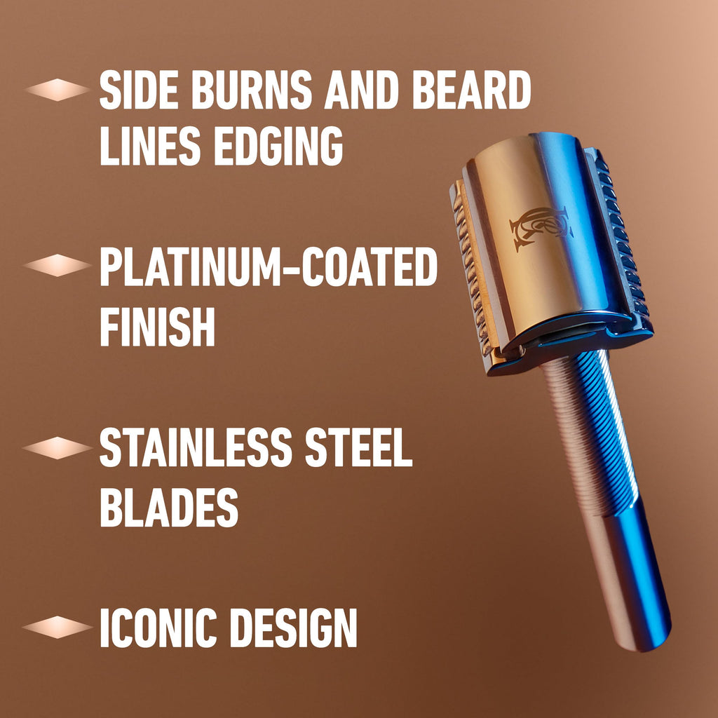 King C. Gillette Safety Razor with Chrome Plated Handle and 5 Platinum Coated Double Edge Safety Razor Blade Refills