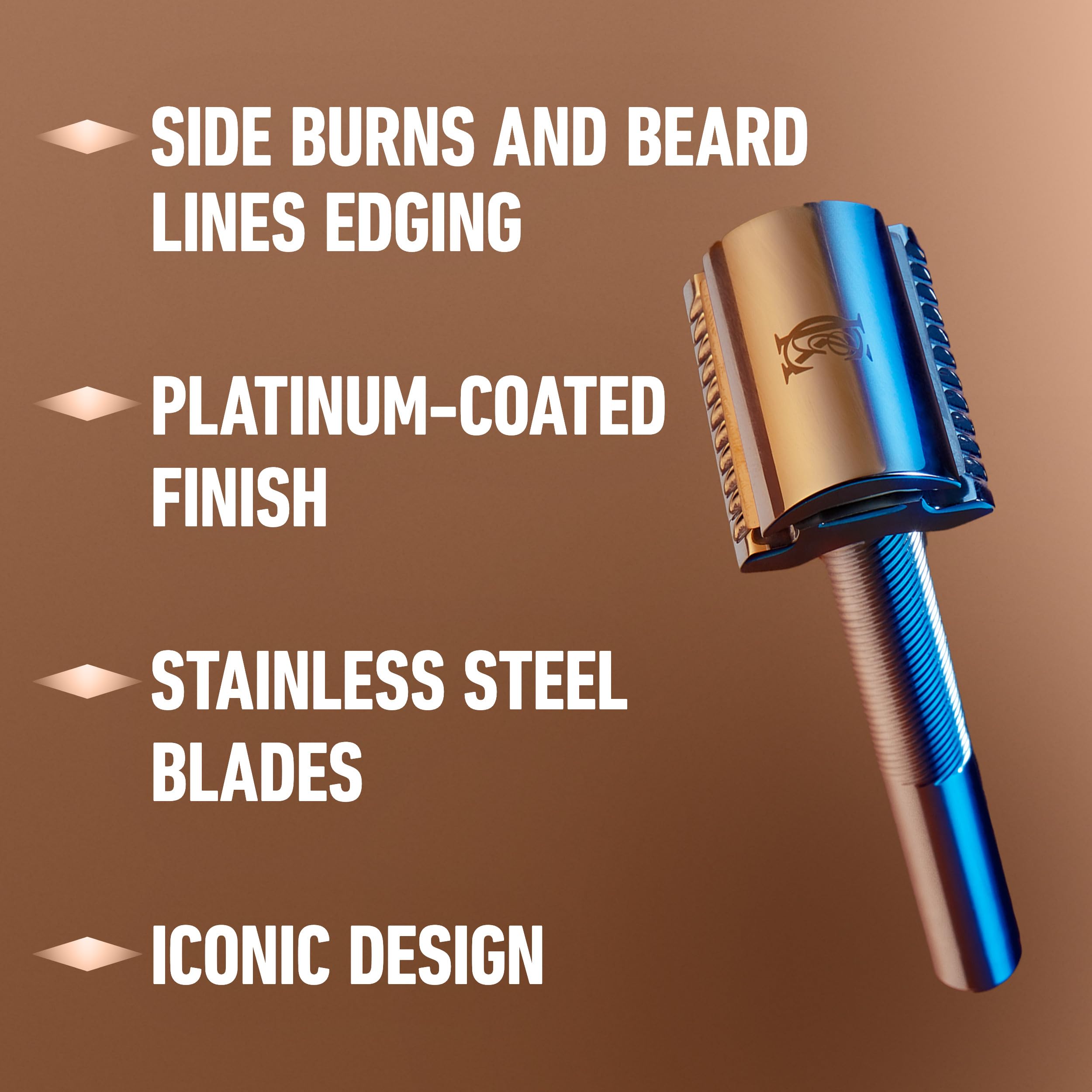 King C. Gillette Safety Razor with Chrome Plated Handle and 5 Platinum Coated Double Edge Safety Razor Blade Refills