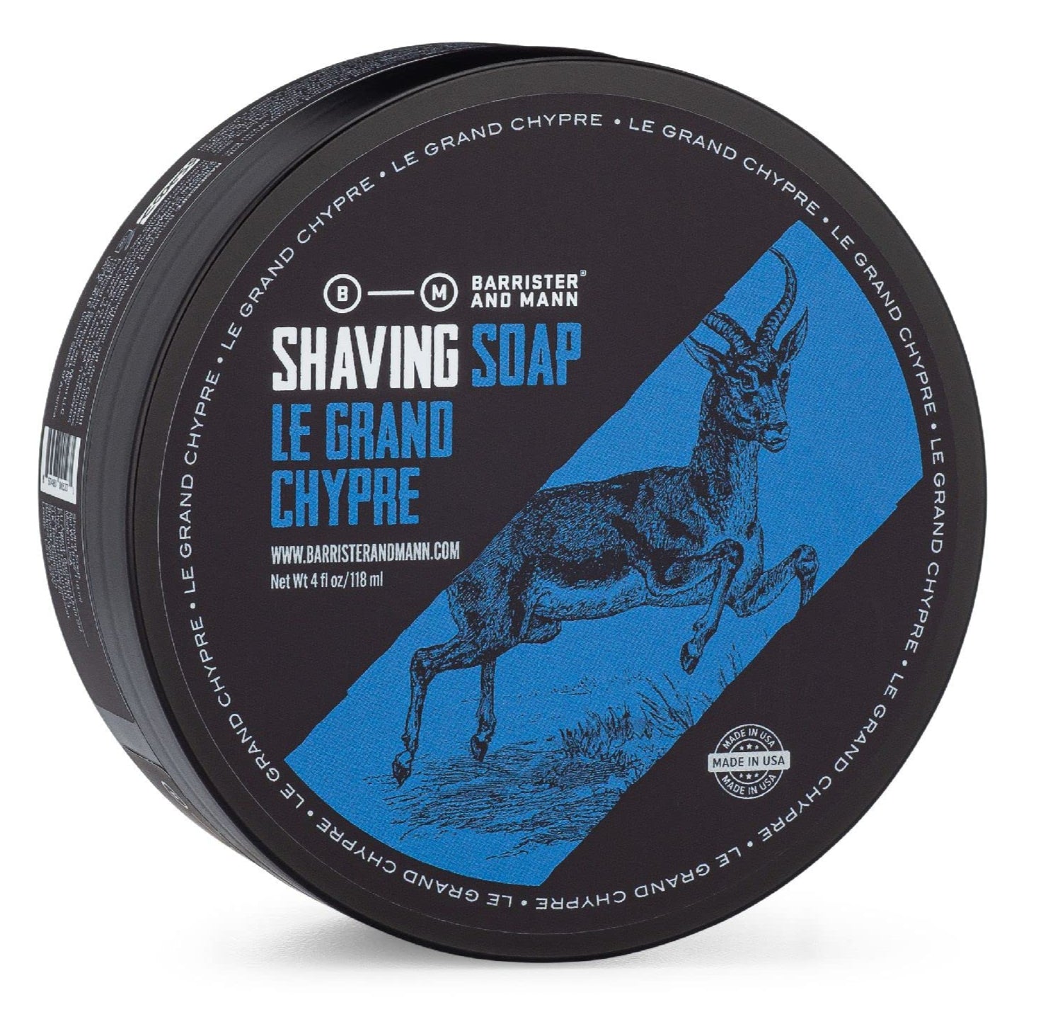 Barrister and Mann Shaving Soap | Luxury Dense, Rich & Creamy Lather Tallow Wet Shave Puck Notes of Bergamot, Lime, Labdanum, Patchouli, Peach, Cedar | Grooming Routine for Men 4 Oz (Le Grand Chypre)