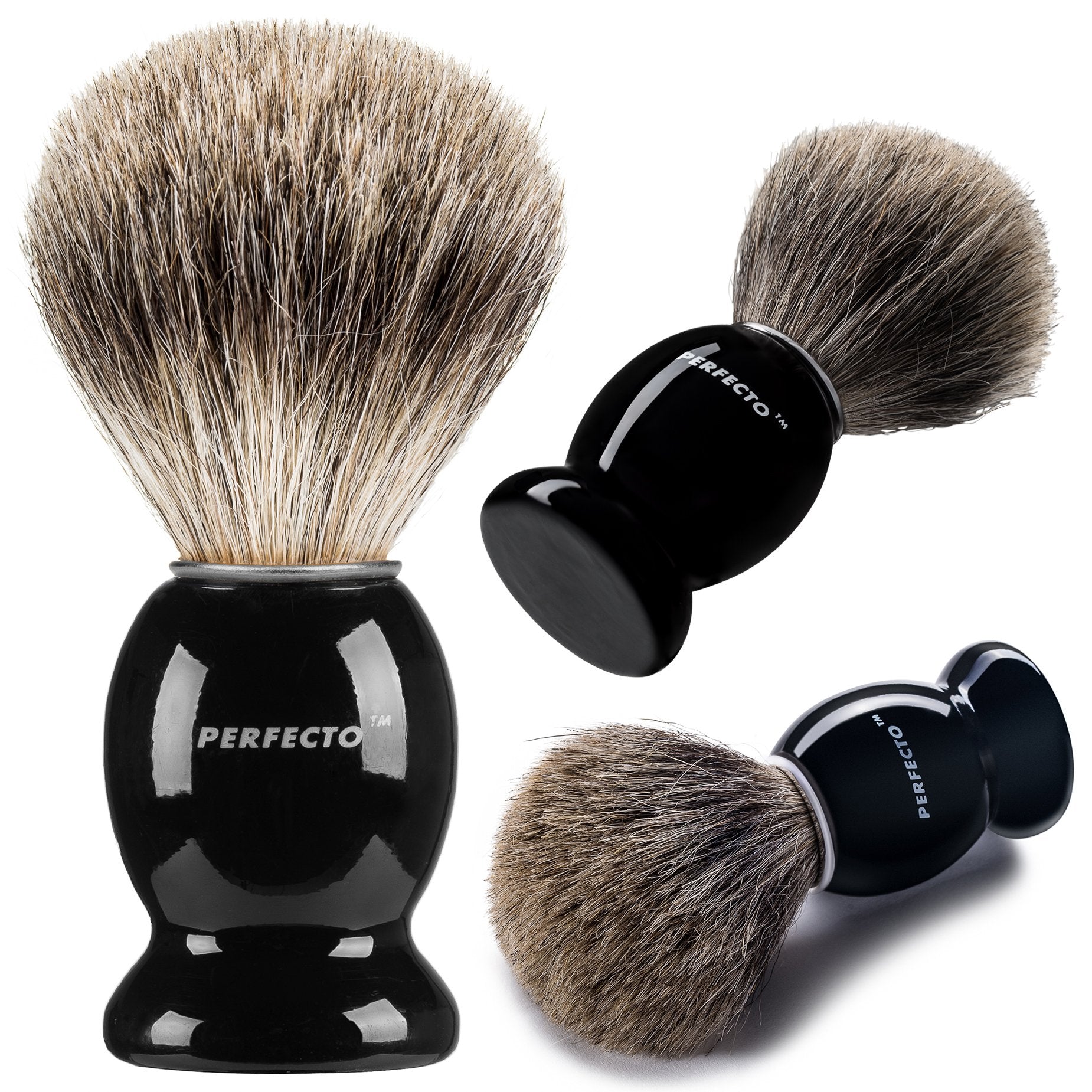 Perfecto 100% Pure Badger Shaving Brush-Black Handle