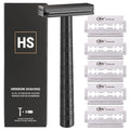 Henson Shaving Razor - Aluminum Double Edge Safety Razor with 5 Spare Blades - 30° Angled Precision With Superior Blade Rigidity- Reusable Single Blade Razors For Men and Women - Mild Aggression