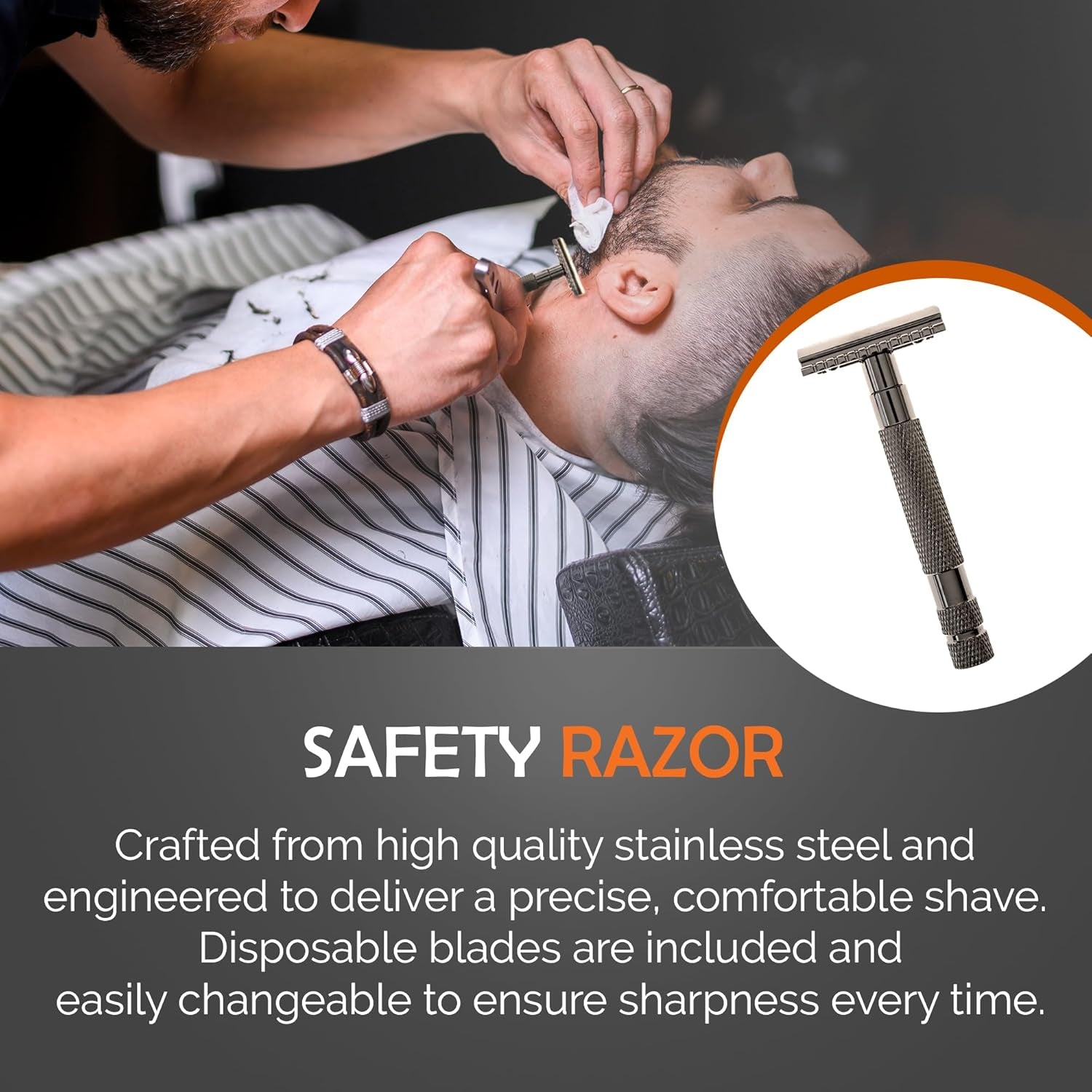Safety Razor Shaving Kit | Vintage Wet Shave Grooming Set for Men - Includes: Safety Razor, Hair Shaving Brush, Alum Block, Shave Soap, Bowl & Double Edge Razor Blades